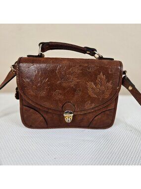 Vintage Red Goose Hand Tooled Brown Leather Crossbody Bag Handbag Purse